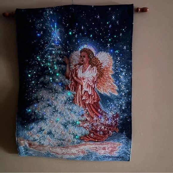 Starlight Symphony Xmas Angel Fiber Optic Tapestry Wall Hanging Dona Gelsinger - Picture 6 of 15